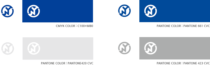 Yujin Color System-cmyk color : c100+M80, pantone color : pantone 661 CVC, pantone color : pantone420 cvc, pantone color : pantone 423 CVC