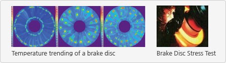 brake disc의 온도변화와 스트레스 테스트 모습